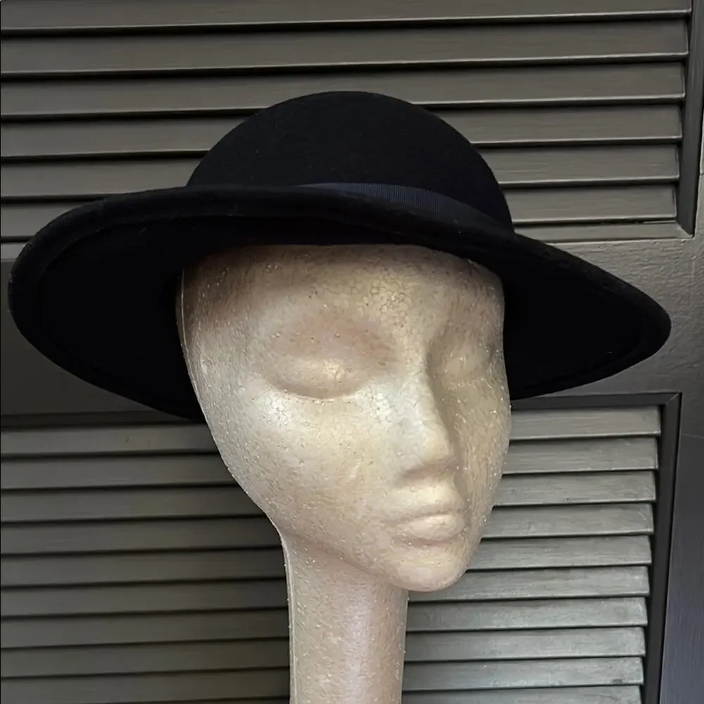 Vintage Dark Navy The Field Company Wool Hat with Grosgrain Band and Bow